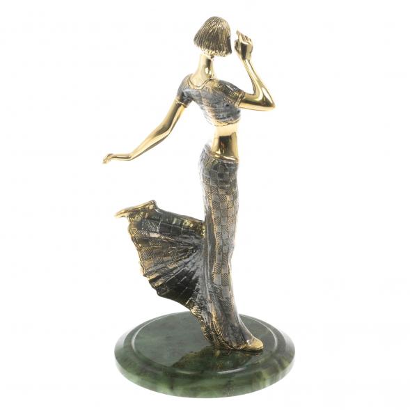 Бронзовая статуэтка &amp;quot;Девушка игра&amp;quot; на нефрите 129480
