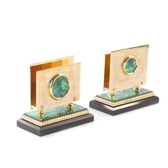 Письменный набор &amp;quot;Ак Барс&amp;quot; камень малахит, позолота 121203