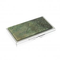 Таблетница на 3 отделения камень жадеит цвет серебро