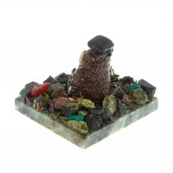 Сувенир &amp;quot;Филин ученый&amp;quot; змеевик самоцветы