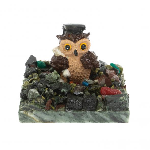 Сувенир &amp;quot;Филин ученый&amp;quot; змеевик самоцветы 116540