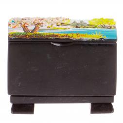 Шкатулка "Сундучок" черный змеевик весна 11,5х8х9 см