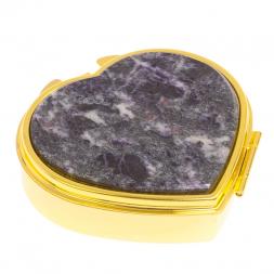 Таблетница &amp;quot;Сердце&amp;quot; на 3 отделения камень гетчеллит цвет золото