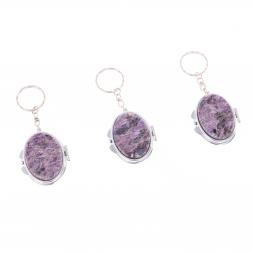 Складное зеркало брелок чароит овальное