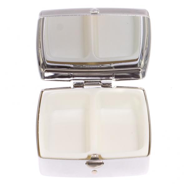 Таблетница на 2 отсека камень голубой апатит цвет серебро 126724