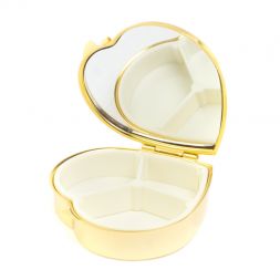 Таблетница "Сердце" на 3 отделения камень пегматит цвет золото