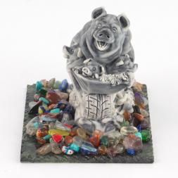 Сувенир "Хряк с поросятами в тачке" из мрамолита