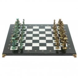 Шахматы &amp;quot;Римские войны&amp;quot; фигуры бронза / патина 44х44 см мрамор