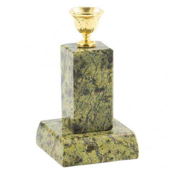 Подсвечник церковный из натурального змеевика &amp;quot;Столбик&amp;quot; 4,5х4,5х7,5 см 120015