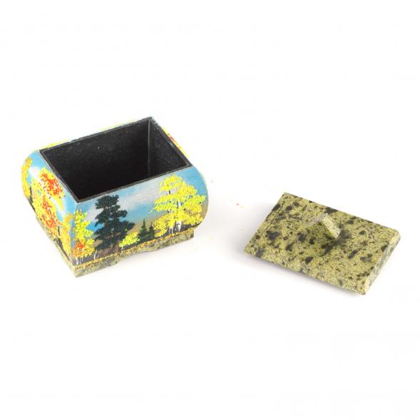 Шкатулка с рисунком &amp;quot;Осень&amp;quot; змеевик 10х7,5х9 см 121108