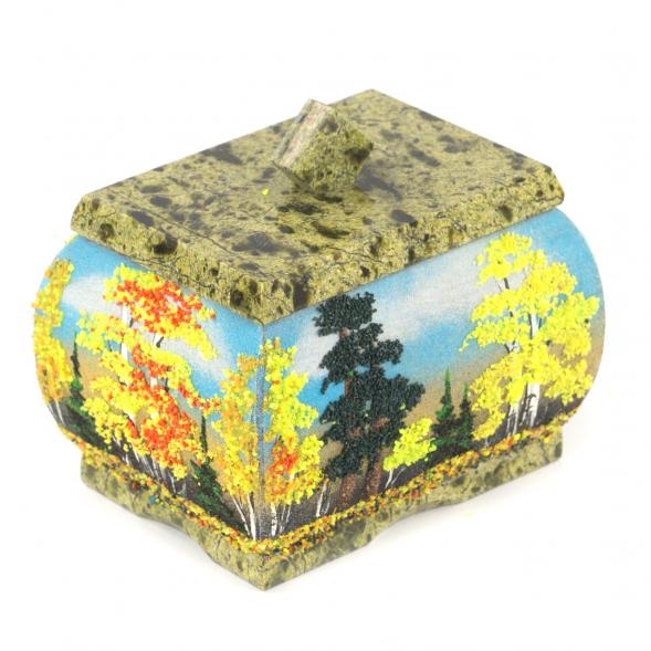 Шкатулка с рисунком &amp;quot;Осень&amp;quot; змеевик 10х7,5х9 см 121108