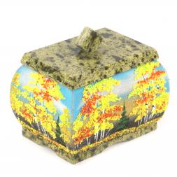 Шкатулка с рисунком &amp;quot;Осень&amp;quot; змеевик 10х7,5х9 см