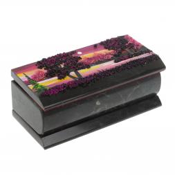 Шкатулка &amp;quot;Закат&amp;quot; из черного змеевика 14х7х5 см