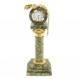 Настольные часы &amp;quot;Капитель&amp;quot; камень змеевик