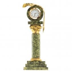 Настольные часы &amp;quot;Капитель&amp;quot; камень змеевик