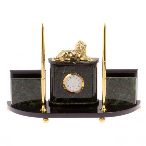 Настольный прибор &amp;quot;Лев&amp;quot; камень нефрит 125442