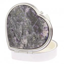 Таблетница &amp;quot;Сердце&amp;quot; на 3 отделения камень гетчеллит цвет серебро