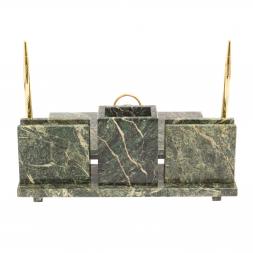 Письменный набор &amp;quot;Офисный&amp;quot; из змеевика с гербом РФ