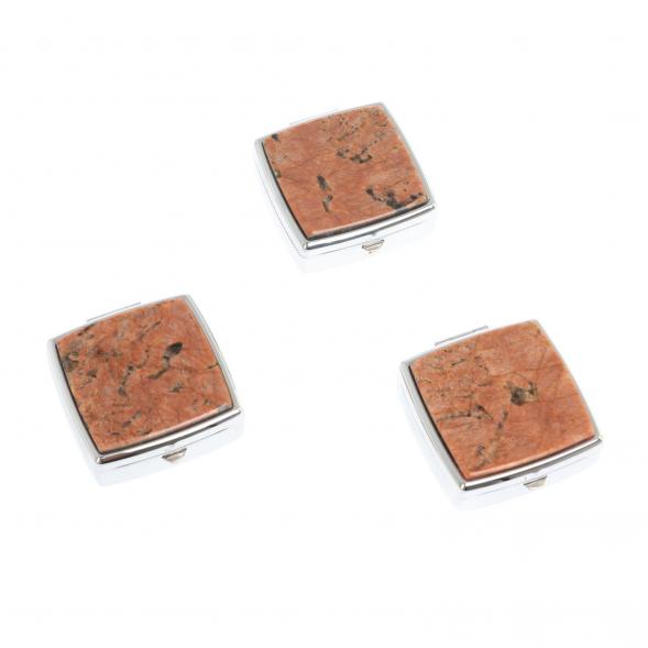 Таблетница на 2 отсека камень пегматит цвет серебро 126725