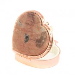 Таблетница "Сердце" на 3 отделения камень пегматит цвет красное золото