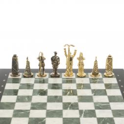 Шахматы подарочные &amp;quot;Нефтяники&amp;quot; 44х44 см шабровский змеевик мрамор