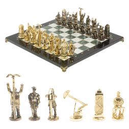 Шахматы подарочные &amp;quot;Нефтяники&amp;quot; 44х44 см шабровский змеевик мрамор