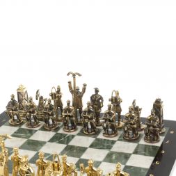 Шахматы подарочные &amp;quot;Нефтяники&amp;quot; 44х44 см шабровский змеевик мрамор