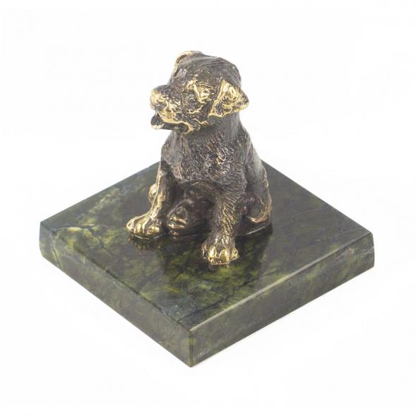 Статуэтка &amp;quot;Собачка средняя №6&amp;quot; из бронзы и змеевика 118759