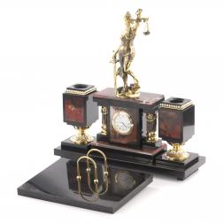 Настольный набор "Фемида" из яшмы и бронзы