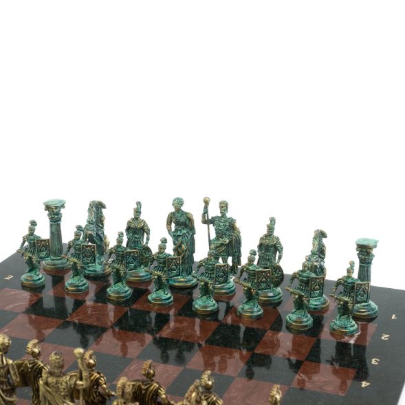 Шахматы &amp;quot;Римские войны&amp;quot; фигуры бронза / патина 44х44 см лемезит 128379