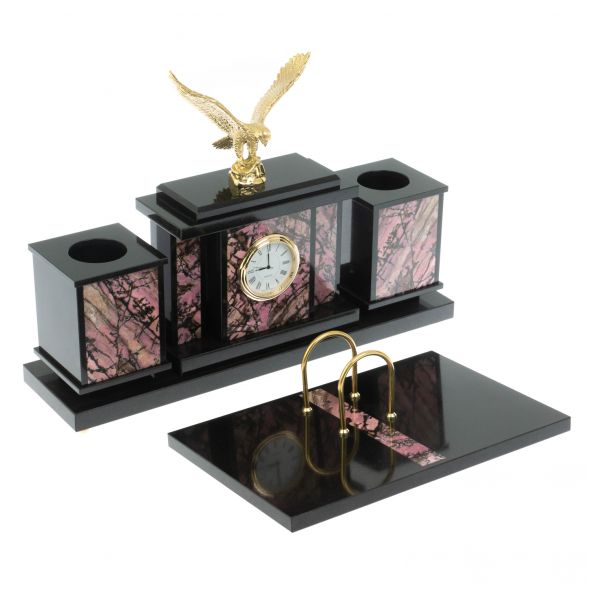 Настольный набор &amp;quot;Орел&amp;quot; из родонита 128596