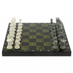 Шахматы "Стаунтон" из мрамолита доска 40х40 см змеевик