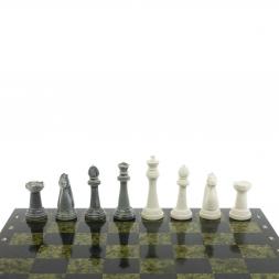 Шахматы "Стаунтон" из мрамолита доска 40х40 см змеевик