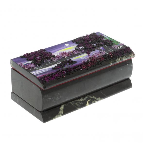 Шкатулка &amp;quot;Рассвет&amp;quot; из черного змеевика 14х7х5 см 129482