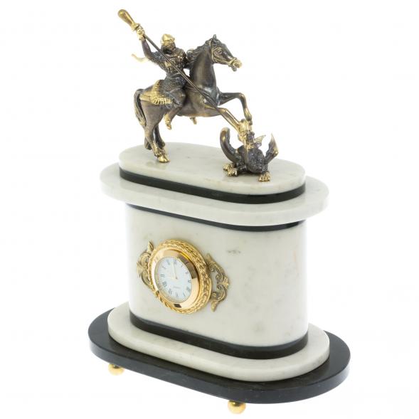 Часы &amp;quot;Георгий Победоносец&amp;quot; из мрамора и бронзы 129550