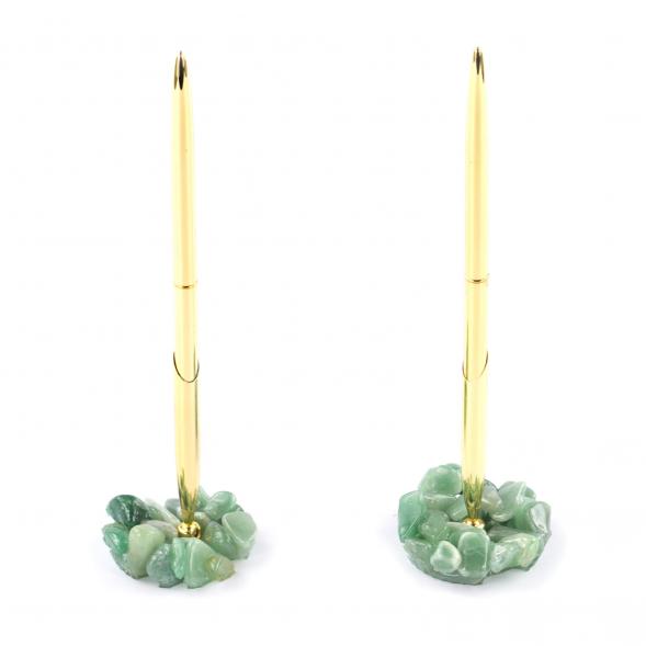 Ручка металлическая на подставке из нефрита 121298