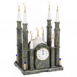 Часы &amp;quot;Мечеть&amp;quot; из камня змеевик мрамор большая