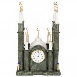 Часы &amp;quot;Мечеть&amp;quot; из камня змеевик мрамор большая