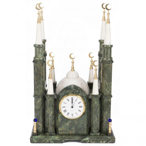 Часы &amp;quot;Мечеть&amp;quot; из камня змеевик мрамор большая 113184