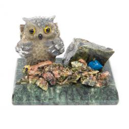 Сувенир &amp;quot;Филин с дровами&amp;quot; из змеевика