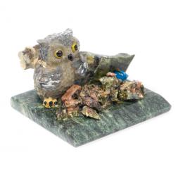 Сувенир &amp;quot;Филин с дровами&amp;quot; из змеевика