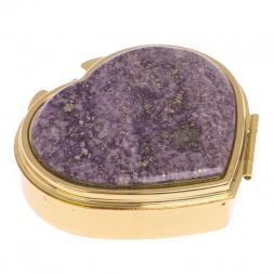 Таблетница &amp;quot;Сердце&amp;quot; на 3 отделения камень флюорит цвет золото