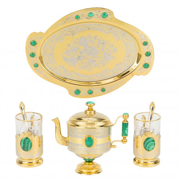 Чайный набор &amp;quot;Малахитовый&amp;quot; в подарочной коробке Златоуст 117866