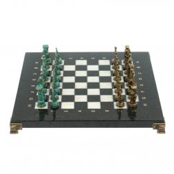 Шахматы &amp;quot;Рыцари&amp;quot; фигуры бронза / патина 28х28 см из мрамора