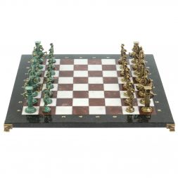 Шахматы &amp;quot;Римские войны&amp;quot; фигуры бронза / патина 44х44 см лемезит мрамор