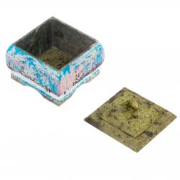 Шкатулка змеевик рисунок Зима 10х10х9 см