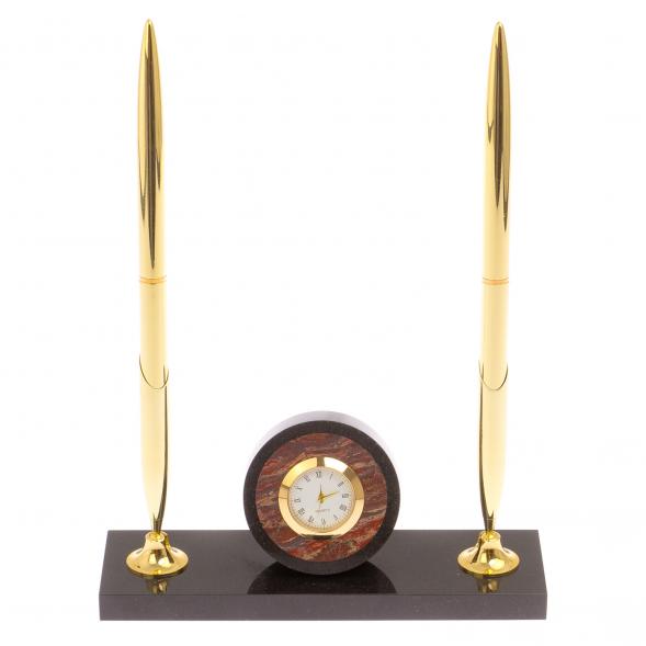 Часы настольные с двумя ручками камень яшма 125674