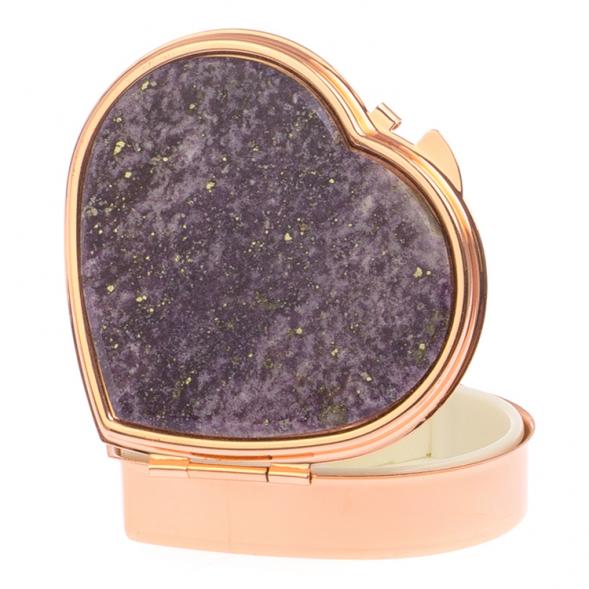 Таблетница &amp;quot;Сердце&amp;quot; на 3 отделения камень флюорит красное золото 125751