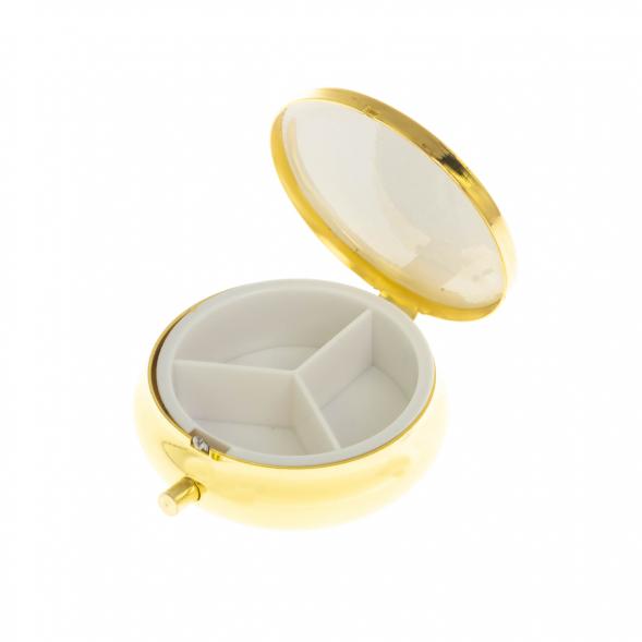 Таблетница на 3 отделения из камня офит цвет золото 126192