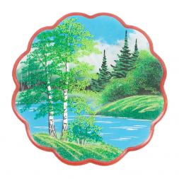 Панно с рисунком из камня &amp;quot;Летний пейзаж&amp;quot; круглое 36x36 см